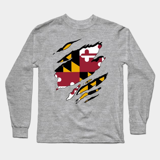 Maryland Flag Rip Away Long Sleeve T-Shirt by rk33l4n